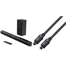 BOWMAKER Tech Barra de Sonido 2.1 Canales para TV 100W con Subwoofer, Potencia 110 dB, Bluetooth 5.0 + Amazon Basics Cable óptico de Audio Digital Tos precio