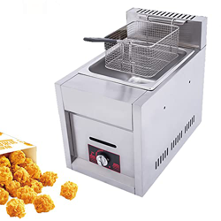 Niczu Freidora de Gas Comercial, Freidora de un Solo Cilindro de Acero Inoxidable de 10 litros Pollo Frito Papas Fritas con Cesta para Restaurante Hog características