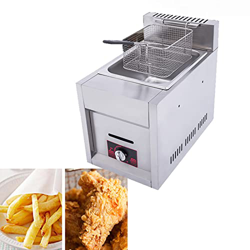 Niczu Freidora de Gas Comercial de 10 litros, Freidora de un Solo Cilindro de Acero Inoxidable Pollo Frito Papas Fritas con Cesta para Restaurante Hog en oferta