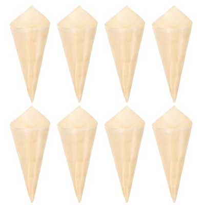 Zerodeko 50 Unids Helado Cono de Conos Degradables Conos de Caramelo de Madera Fritos Desechables con El Cono de Palomitas de Maíz de Los Bocadillos d