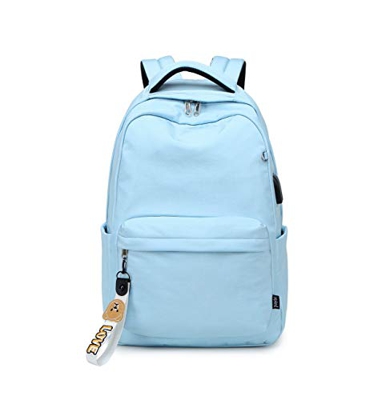 Acmebon Mochila Escolar Clásica para Niña Mochila de Color Liso para Adolescentes Cielo Azul