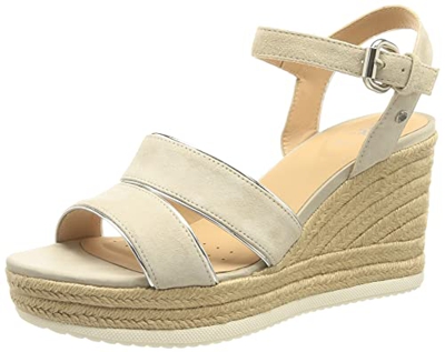 Geox D PONZA, Sandalia., para Mujer, (Plateado (Ice Silver), 38 EU