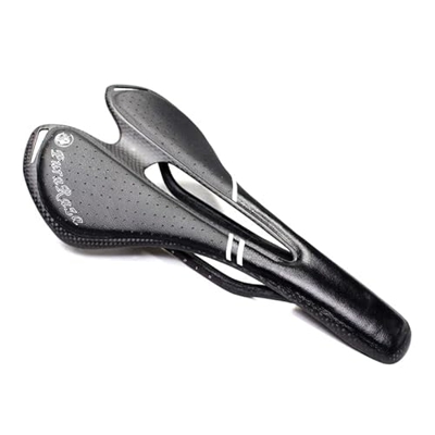ShoppyCharms Sillín de Bicicleta de Fibra de Carbono Ultraligero, diseño de cojín de Asiento de Bicicleta de montaña, sillín de Bicicleta de Cuero de 