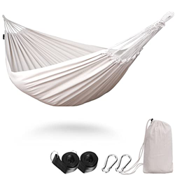 Anyoo Hamaca de Algodón para Jardín al Aire Libre Cama Portátil de Lona con Cuerdas para Acampar Peso Ligera con Bolsa para Jardín Patio Trasero Playa características