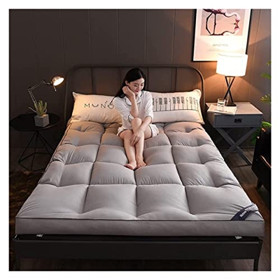 Tatami Floor Mat Futón Plegable Colchón Suave y Grueso, Colchón de Relleno de plumón Suave, Colchón de Suelo de futón Extra Grueso (Color : Grey, Size