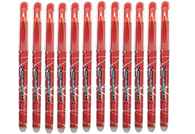 RHardware 12 bolígrafos de tinta roja, borrable de gel 0,7mm, bolígrafos papelería escolar