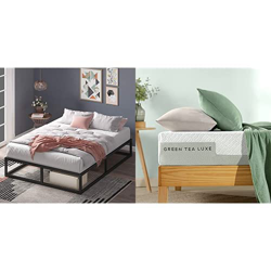 Estructura de Cama metálica ZINUS Joseph 25 cm, Base para colchón, Somier de láminas de Madera + ZINUS Colchón de Espuma viscoelástica con té Verde Lu características
