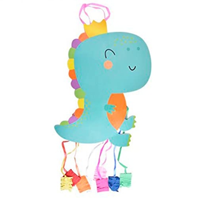 Tradineur - Piñata de dinosaurio, cartón, feliz cumpleaños, para rellenar con golosinas, chuches, niños, decoración infantil para fiestas (52 x 63 cm)