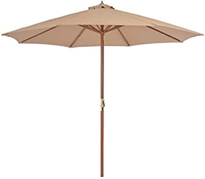 STORS Garden Parasol | Outdoor Umbrella Sunshade | Patio Garden Outdoor Sun Umbrella Parasol with Crank, Wooden Pole 300cm,Famous1