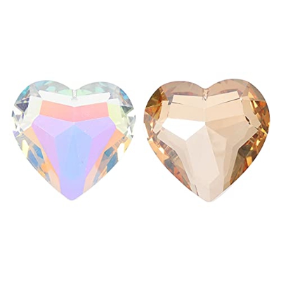 SOLUSTRE Ventilador de Techo Corazón Colgante de Cristal de Color Cadena Colgante de Prismas de Corazón Ventilador de Techo Cadena de Tracción Champán