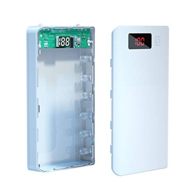 BAIRU Almacenamiento del caso del banco del poder de la batería 6x18650, exhibición del LCD del sostenedor de Shell de la batería de la caja de los ca