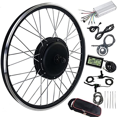 Electric Bike Conversion Kit 48v Kit De Bicicleta Electrica Motor De Rueda De Engranaje Sin Escobillas(Rueda Delantera) con Trolador Y Pantalla LCD3,P