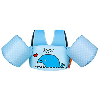 MoKo Chaleco Flotante para Niños, Chaqueta de Natación para Niños con Silbato y Correa de Seguridad Ajustable para Aprender a Nadar, Manguitos de Nata