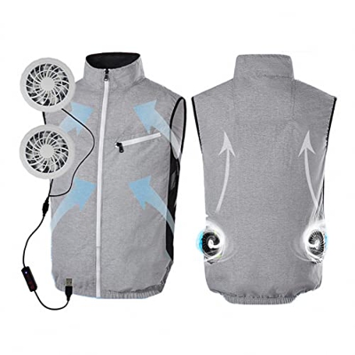 MAOTN Ropa de Trabajo de Aire Acondicionado de Verano,Chalecos de Ventilador de Ajuste de enfriamiento de 3 velocidades con Carga USB para Hombres - B