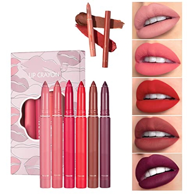 12 Color Handaiyan Rotating Sharpenable Matte Lipstick Pencils, Handaiyan Lip Crayon, Super Stay Ink Crayon Lipstick, Long Lasting Nude Lipstick (6pcs