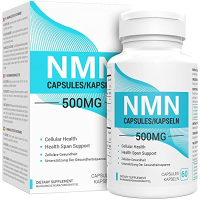 NMN Suplementos con Fuerza Máxima | 500 mg por Cápsula | Potentes Niveles de Boost NAD+ para Apoyar el Rendimiento Mental y Antienvejecimiento | Suple