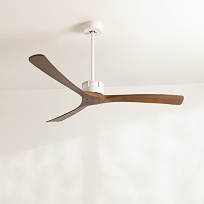 CREATE / WIND LARGE DC / Ventilador de techo Blanco y Aspas Madera Oscura / 6 velocidades, Silencioso , Programable, dos alturas