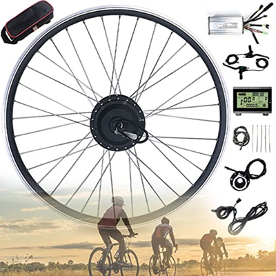 Amick Kit de conversión de Bicicleta eléctrica de 36V y 500W, Kit de conversión de Rueda Delantera/Trasera para Bicicleta eléctrica de 20"24" 26"27,5"