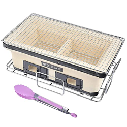 Cakunmik Grill De Carbón De Arcilla De Cerámica Japonesa con Rejilla Y Soporte De Carbón, Barbacoa Rectangular Hibachi Mesa De Parrilla De Carbón Olak características