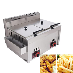 Niczu Freidora a Gas para Restaurante Comercial de Cocina Casera, Freidora de Grasa Profunda de Doble Tanque de 20 litros Papas Fritas de Acero Inoxid precio