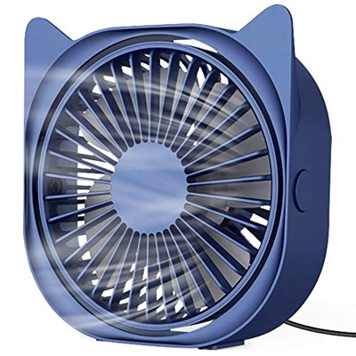 OUHUAN Ventilador Escritorio USB, Mini Ventilador Mesa Escritorio Personal PortáTil Ventilador RotacióN 360 con 3 Velocidades para Viajes Al Aire Libr