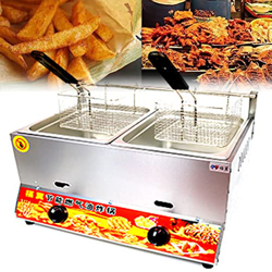 XHNCXHX Freidora De Gas Comercial Profesional, 54 * 39 * 30 Cm Freidora De Doble Zona Fría Chip De Grasa - 11L + 11L LPG Freidora De Gas para Cocinar  precio