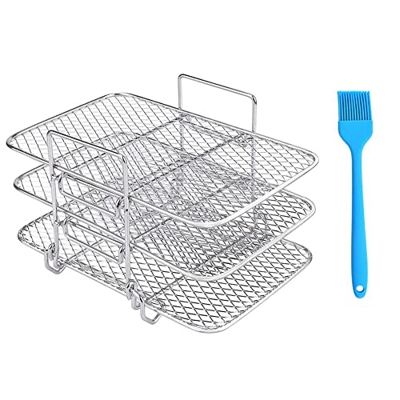 Kimje Accesorios para Freidora de Aire, Estante Deshidratador Apilable de MúLtiples Capas para Freidora de Aire Ninja Dual DZ201 / DZ401