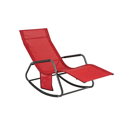 SoBuy OGS47-R Tumbona, Mecedora con Bolsillo Lateral, Estructura de Hierro, Malla Transpirable Teslin, cómodo, soporta hasta 120 kg ES