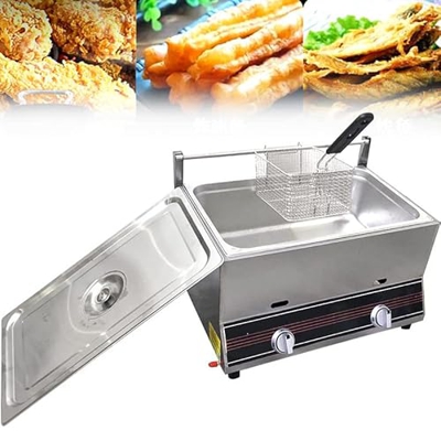 XHNCXHX Freidora De Gas Freidora Comercial Freidora De Acero Inoxidable, Freidora Profesional De Glp con Cestas Extraíbles, Adecuada para Pollo Frito 