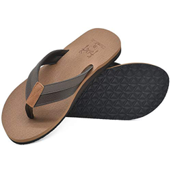 KuaiLu Chanclas Hombre Verano Playa Piscina Cuero y Tela Flip Flops Caballero Comodas Piel Planas Caminar Sandalias De Dedo Antideslizante Yoga-Espuma características