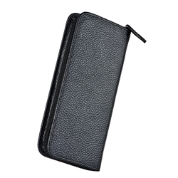Funda de piel auténtica para pluma estilográfica con 3 ranuras divididas, con cremallera, soporte de exhibición hecho a mano para bolígrafo roller (co precio