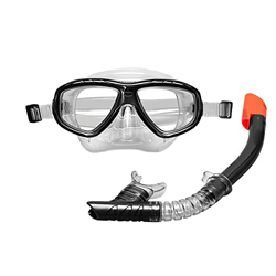 Gafas de Buceo Juego de esnórquel semiseco for hombres y mujeres Esnórquel profesional Equipo de dos piezas Gafas de buceo de marco grande Máscara de  características