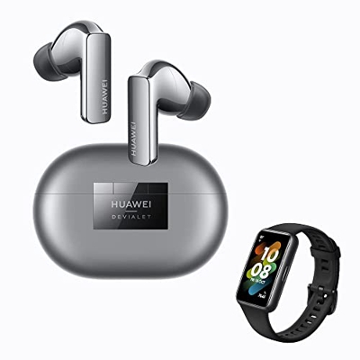 HUAWEI FreeBuds Pro 2 Plata+Band 7 Negro, Devialet, Doble Altavoz, Voz cristalina, ANC Inteligente, Triple EQ Adaptivo, Doble conexión, Hi-Res Audio