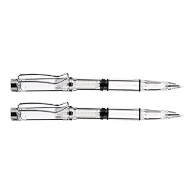 Operitacx 2 Uds Fuente Transparente Pluma Estilográfica Transparente Pluma Estilográfica Recargable Pluma de Tinta Transparente Pluma de Tinta Transpa