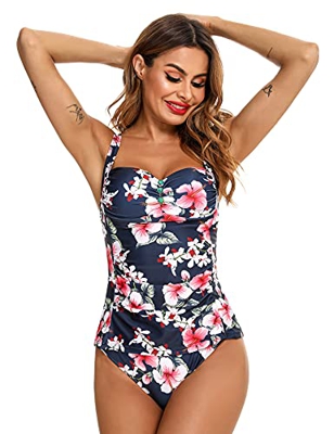 Doaraha Tankinis Mujer Traje de Baño de Dos Piezas Tirantes Ajustables Tops Tankini y Breifs Diseño de Flores Bañadores Conjuntos de Bikinis para Play