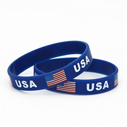 Wudaizhi EE.UU. Flag Silicone Pulsera 2pcs Blue Souvenir Pulsera Adolescentes Brazaletes para American Independence Day Americanism Patriotic Men Gift características