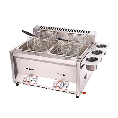 Cesta para Freidora, Freidora A Gas De 12 L Freidora De Acero Inoxidable con Ventana De Visualización Freidora Doble De Gran Capacidad con 2 Cestas Y 