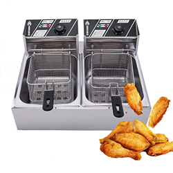 Niczu Freidora Comercial de Acero Inoxidable de 20 litros, Freidora Eléctrica de Doble Tanque con Cesta, Adecuada para Pollo Frito, Papas Fritas y Pes características