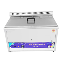 Freidora De Gas Comercial, Freidora De Acero Inoxidable Resistente con Sistema De Drenaje, Control De Temperatura 50-300 ℃, para Puestos De Comida Ráp características