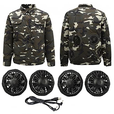 AJEYPMZ Camisa de Ventilador de refrigeración con Cuatro Ventiladores, Capa de Ventilador sin escobillas con Aire circulante, sin Banco de energía,sty