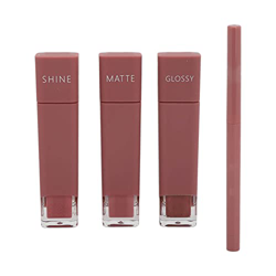 Juego de 4 Piezas de Esmalte de Labios Y Delineador de Labios, Kit de Lápiz Labial 4 en 1 para Todo Tipo de Piel: Evita la Decoloración, Larga Duració precio