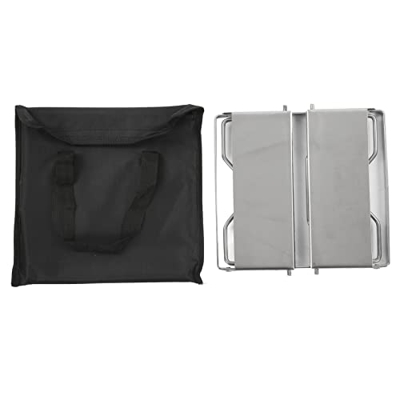 SUNGOOYUE Mini Parrilla de Barbacoa, Parrilla de Camping Plegable de Acero Inoxidable con Pantalla de Viento para Jardín, Parrilla de Barbacoa Plegabl