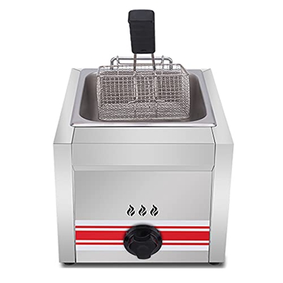 Freidora Lpg De Acero Inoxidable 10L 20L 30L, Freidora De Gas Comercial, Potencia De Fuego Ajustable, para Papas Fritas, Donas, Pescado, Cesta Y Tapa 