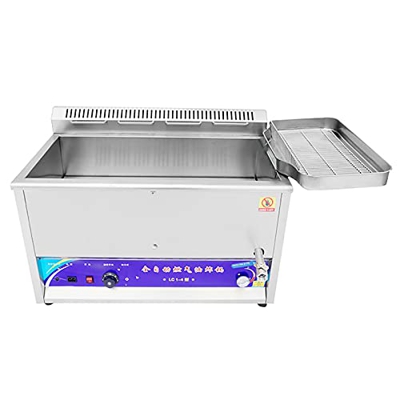Freidora De Gas Comercial, Freidora De Acero Inoxidable Resistente con Sistema De Drenaje, Control De Temperatura 50-300 ℃, para Puestos De Comida Ráp