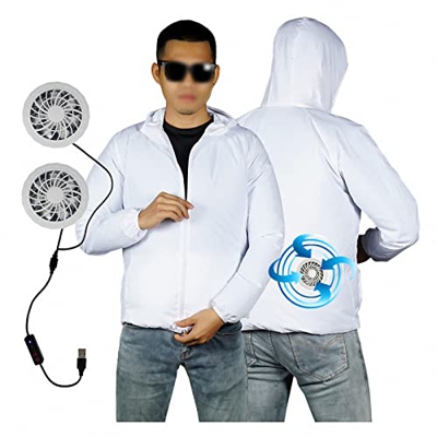MAOTN Chaqueta de Ventilador de Verano,Ropa de Trabajo de Aire Acondicionado USB al Aire Libre,Ropa de protección Solar de Pesca Transpirable - Banco 