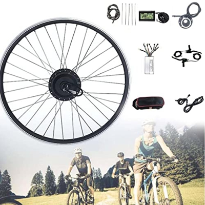 HENGMA 20/24/26/27,5/28/29 inch/700c Kit de conversión de Rueda Delantera de Bicicleta eléctrica Kit de Bicicleta eléctrica sin escobillas a Prueba de