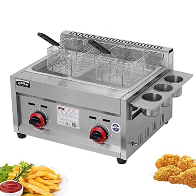 Freidoras De Gas Comerciales 6L/12L, Acero Inoxidable, Control De Temperatura, Freidora De Cilindro, Máquina De Papas Fritas, Calentamiento Rápido, pa