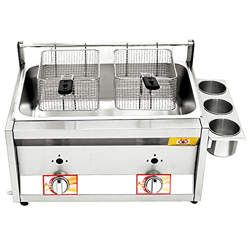 Freidora De Gas Comercial con Caja De Condimentos Y Tapa, Estufa De Acero Inoxidable para Exteriores, Freidora con Papas Fritas para Papas Fritas, Res características