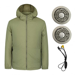 AJEYPMZ Ropa de Aire Acondicionado de refrigeración de protección Solar, Deportes de Ocio al Aire Libre 2 Ventiladores Abrigo de Pesca,Green,L precio