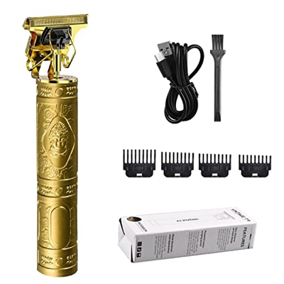 Richolyn Máquina De Cortar PE lo Profesional, Cortadora De Barba Eléctrica Recargable En T, Recortadora De Barba De Espacio Cero con 4 Peines-guía par
